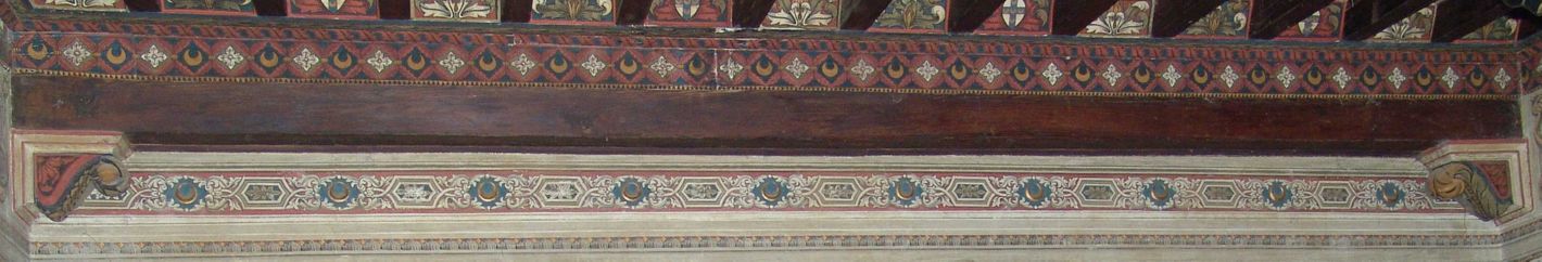 motivi decorativi geometrici e vegetali (dipinto, elemento d'insieme) - ambito senese (sec. XX)