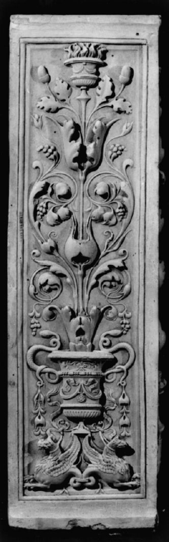 motivi decorativi a grottesche (rilievo, elemento d'insieme) - ambito senese (sec. XIX)