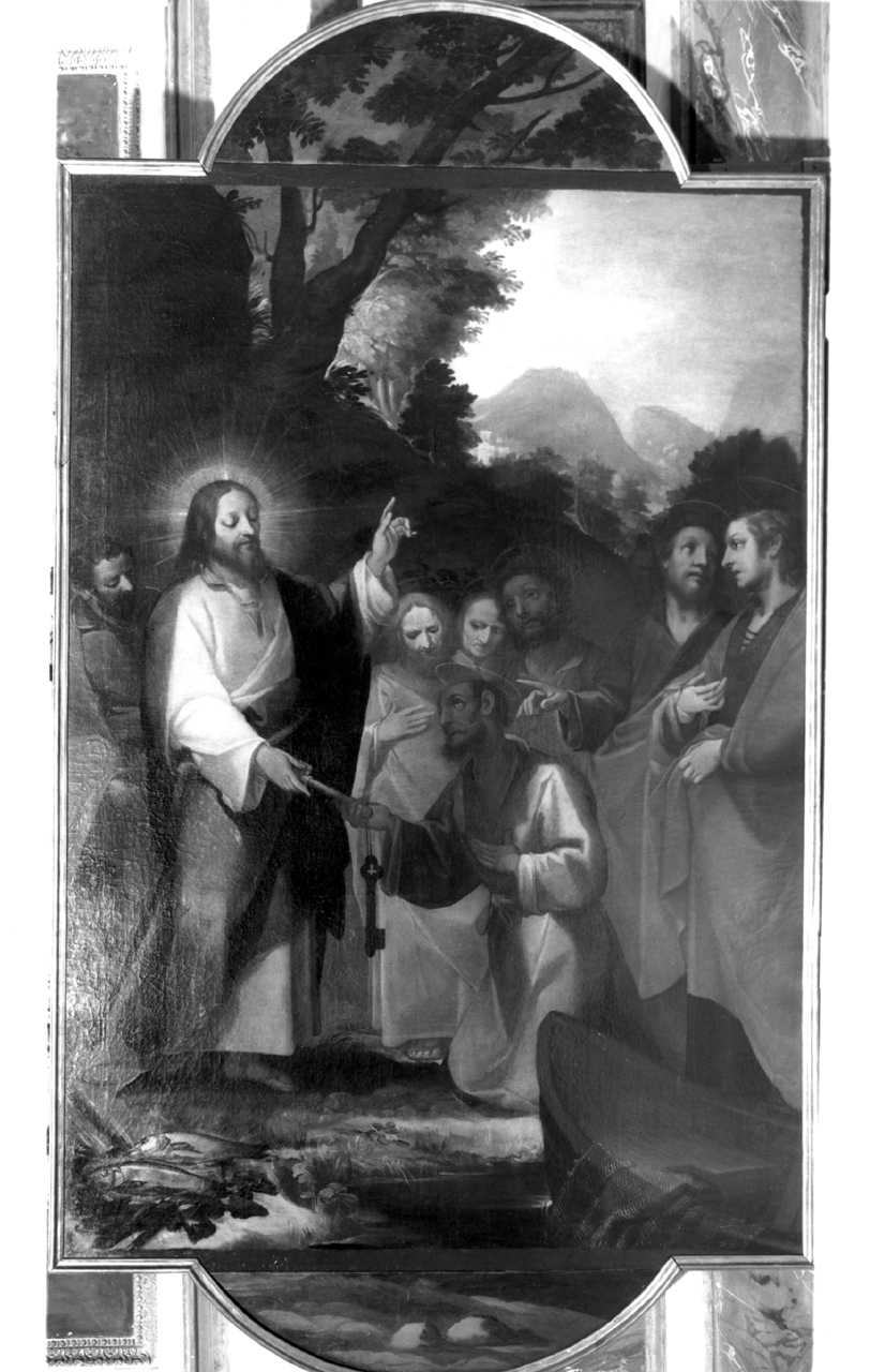 Consegna delle chiavi a s. Pietro, Cristo consegna le chiavi a San Pietro (pala d'altare) di Casolani Alessandro (sec. XVII)