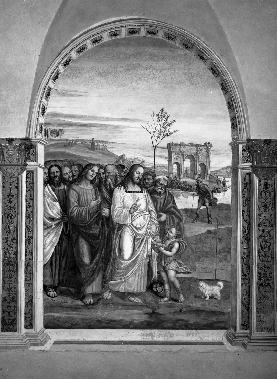 moltiplicazione dei pani e dei pesci (dipinto, ciclo) di Bazzi Giovanni Antonio detto Sodoma (sec. XVI)
