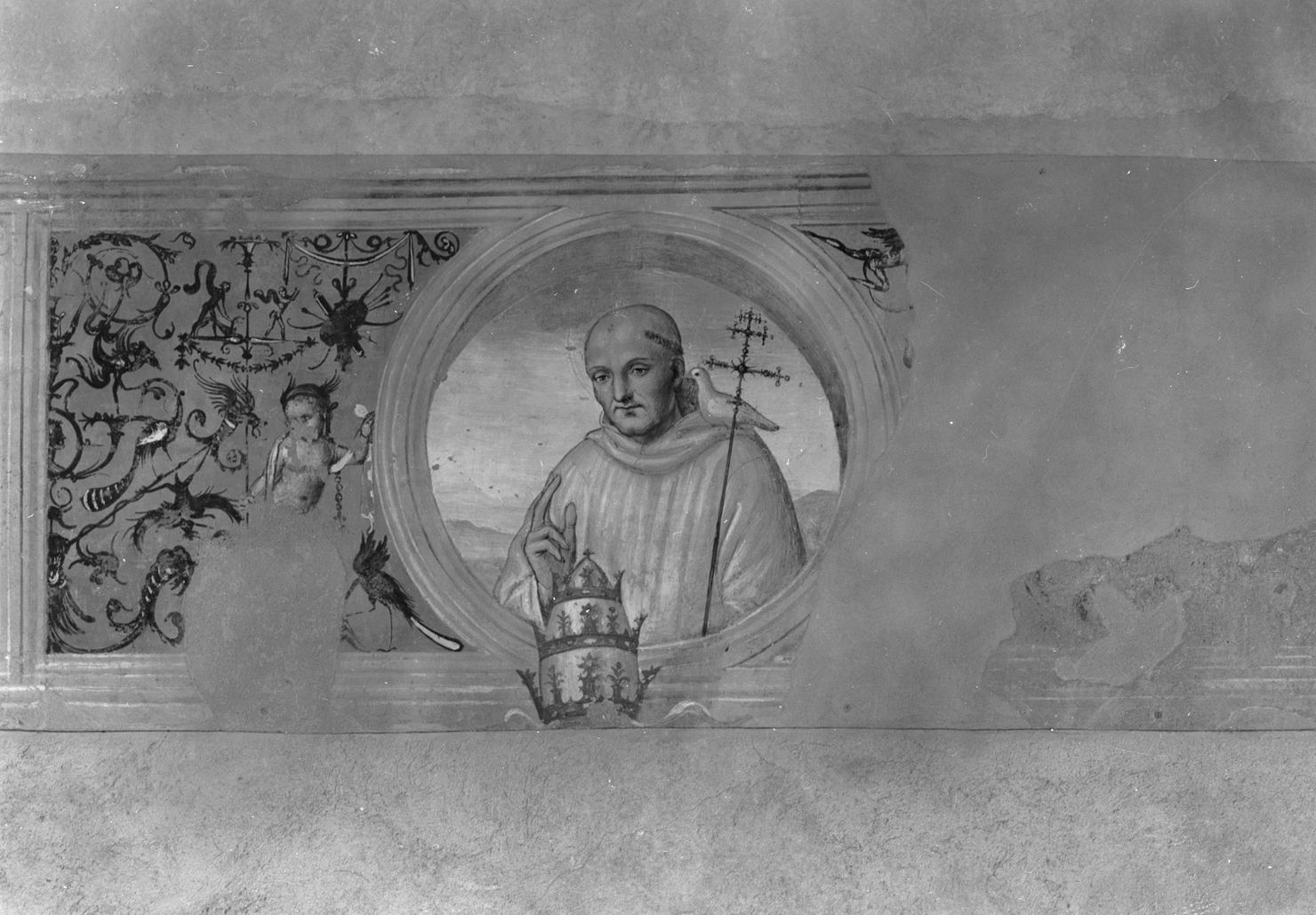 San Gregorio Magno che benedice un monaco (dipinto, ciclo) di Bazzi Giovanni Antonio detto Sodoma (sec. XVI)