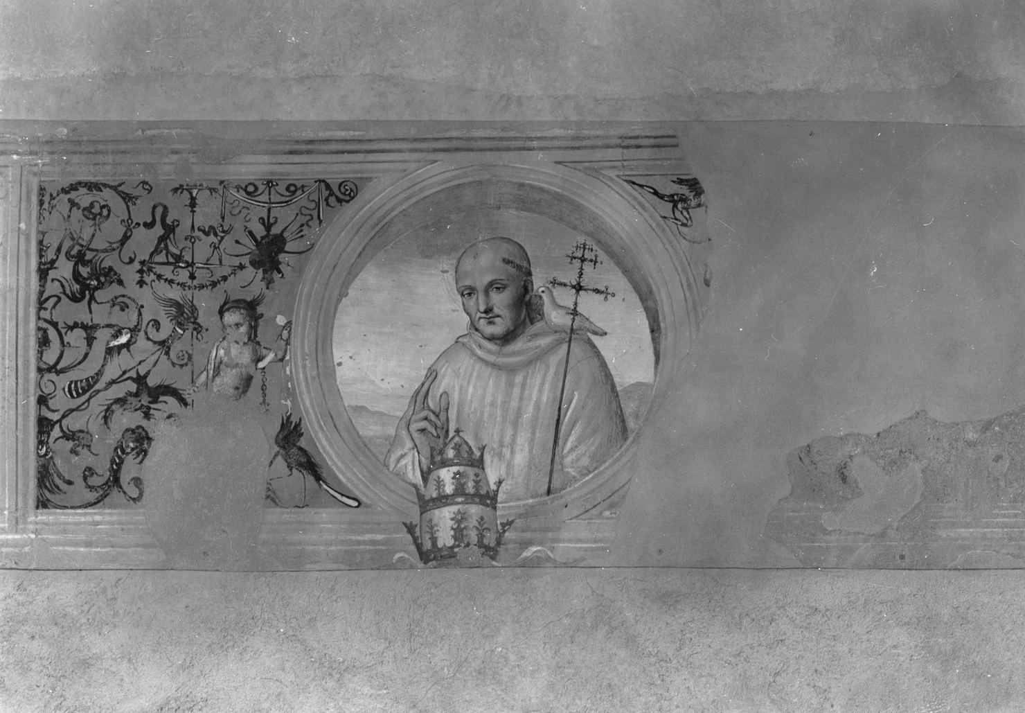 San Gregorio Magno che benedice un monaco (dipinto, ciclo) di Bazzi Giovanni Antonio detto Sodoma (sec. XVI)