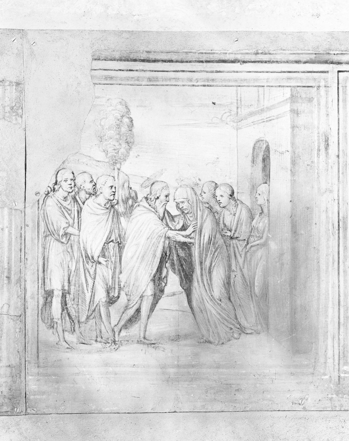 incontro di Sant'Anna e San Gioacchino alla porta aurea (dipinto, ciclo) di Bazzi Giovanni Antonio detto Sodoma (sec. XVI)