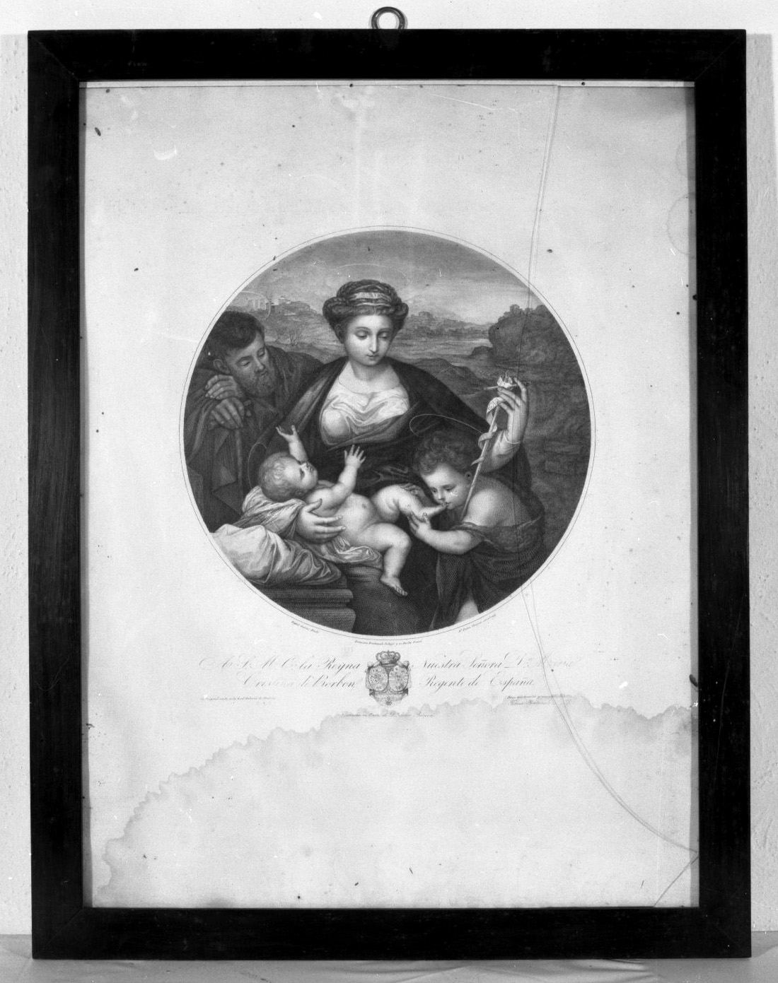 Sacra Famiglia con San Giovanni Battista bambino (stampa) di Rivera Giovanni (seconda metà sec. XVIII)