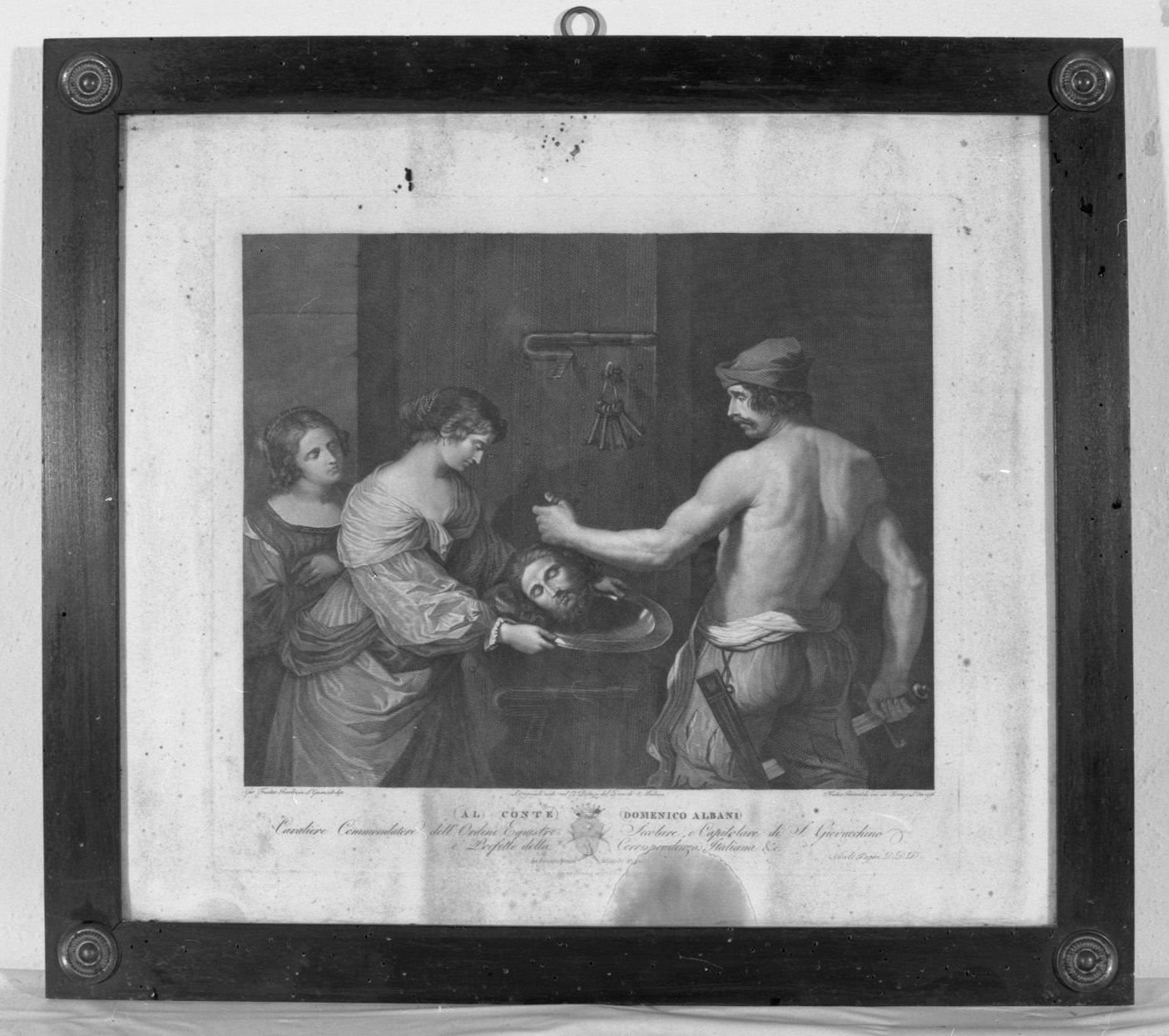 Erodiade che riceve la testa di San Giovanni Battista (stampa) di Rainaldi Francesco (sec. XVIII)