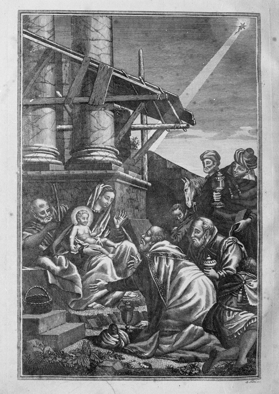 adorazione dei Re Magi (stampa) di Nani A (sec. XIX)