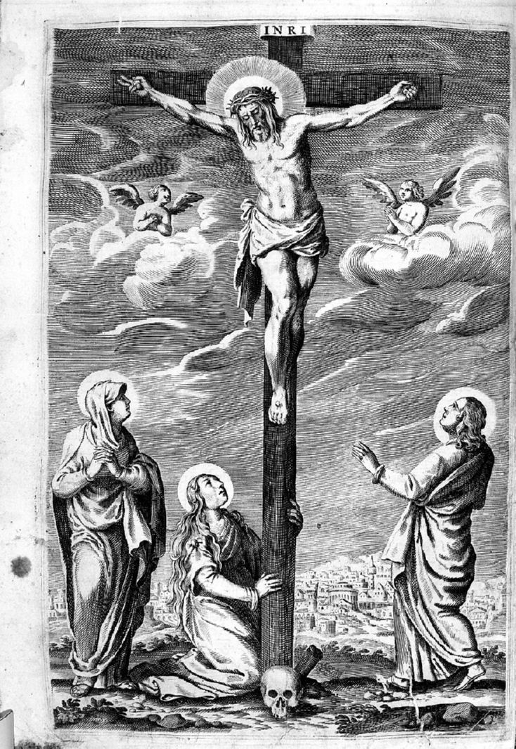crocifissione (stampa, elemento d'insieme) - ambito italiano (terzo quarto sec. XVII)
