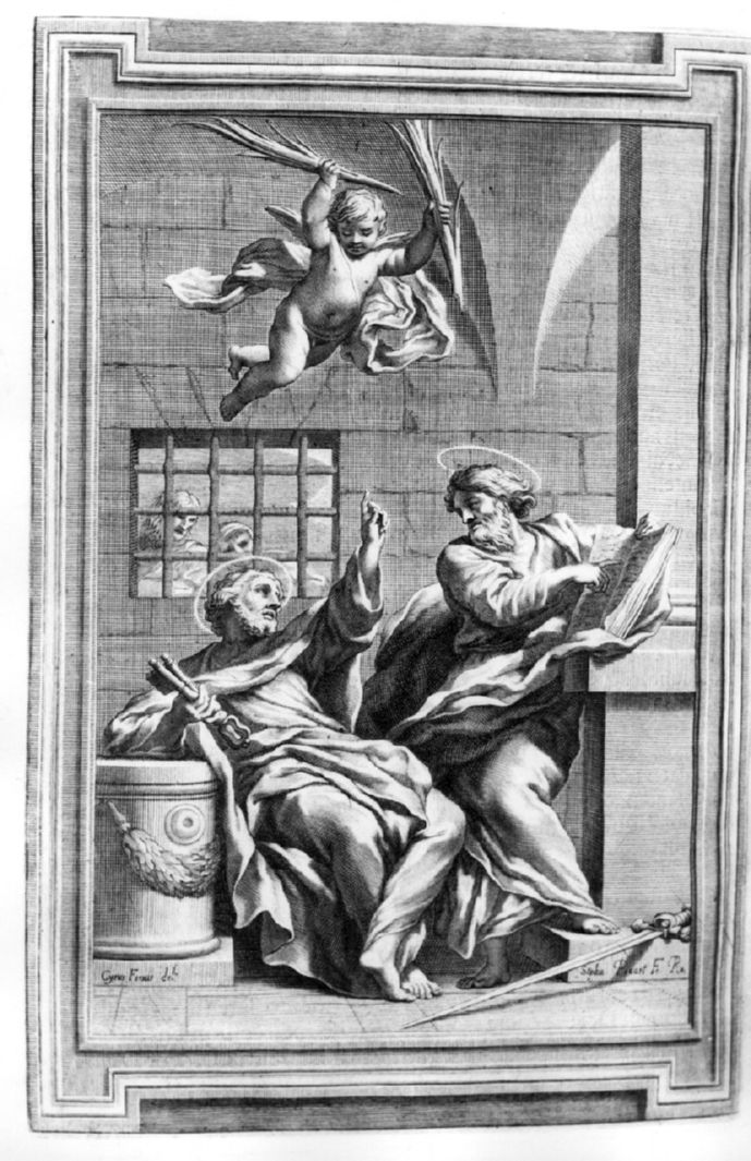 San Pietro liberato dal carcere da un angelo (stampa) di Ferri Ciro, Picart Etienne (sec. XVIII)
