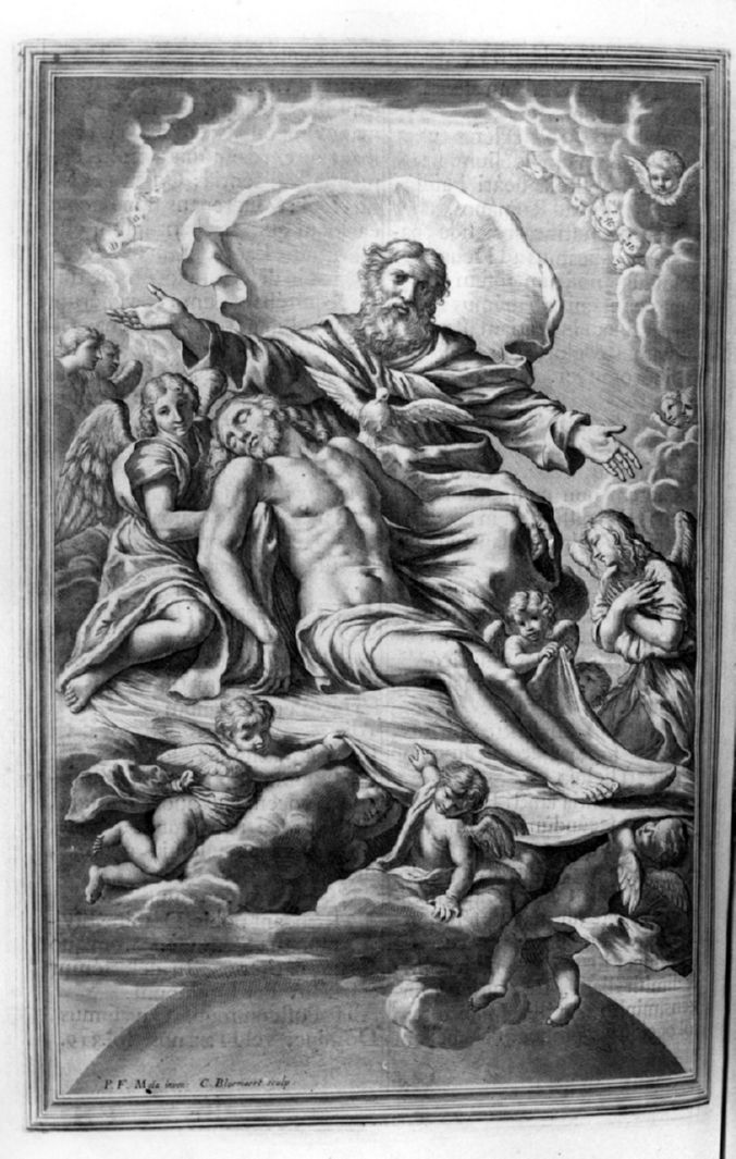 Trinità (stampa) di Mola Pier Francesco, Bloemaert Cornelis il Giovane (sec. XVIII)