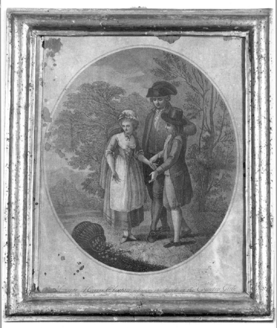 figure in un paesaggio (stampa smarginata) - ambito inglese (secc. XVIII/ XIX)