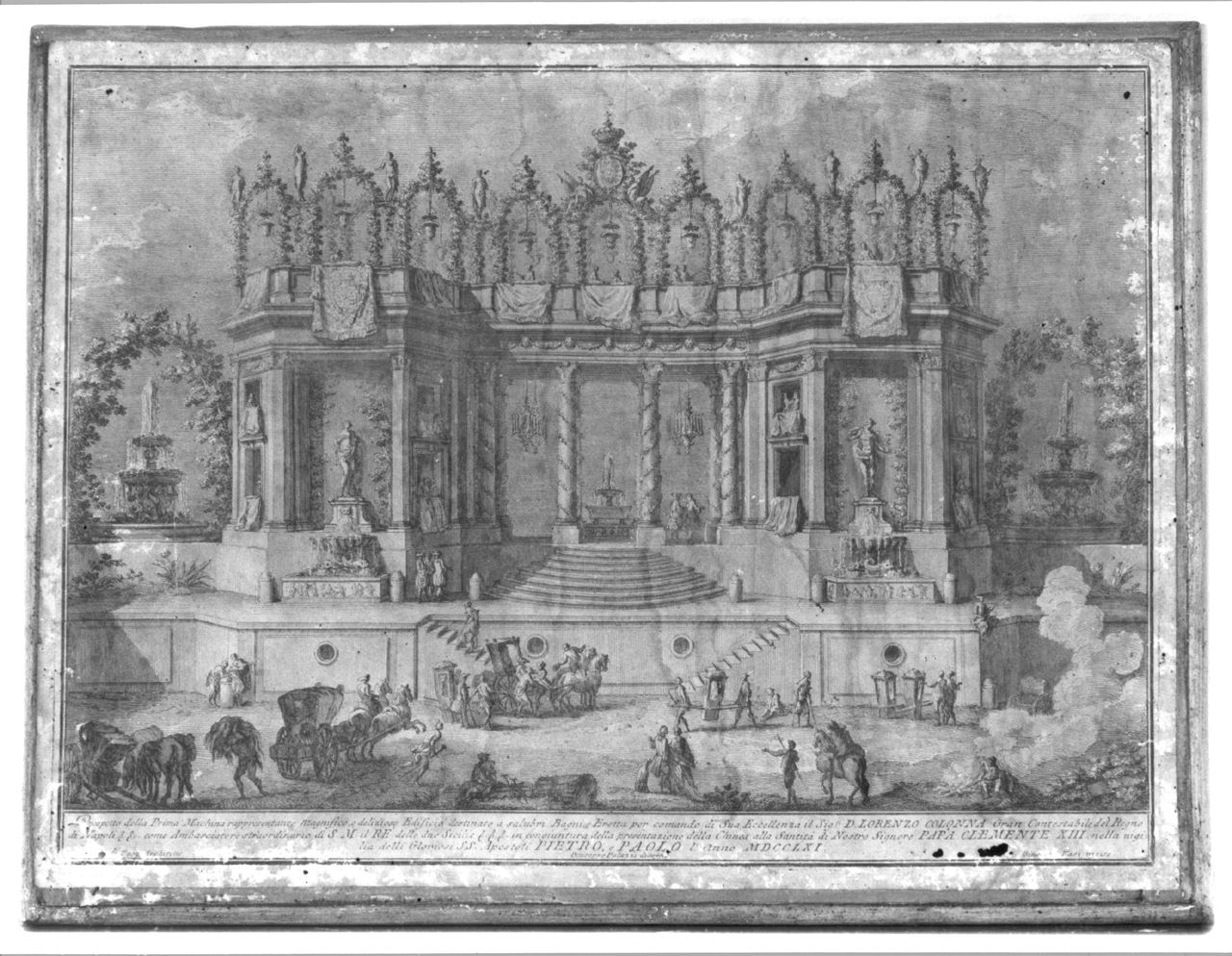 apparato trionfale (stampa) di Vasi Giuseppe, Palazzi Giuseppe, Posi Paolo (sec. XVIII)