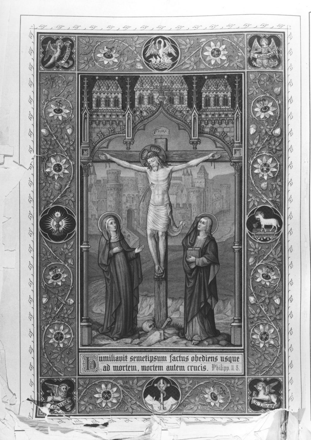 crocifissione di Cristo (stampa a colori, elemento d'insieme) - ambito fiammingo (fine/inizio secc. XIX/ XX)
