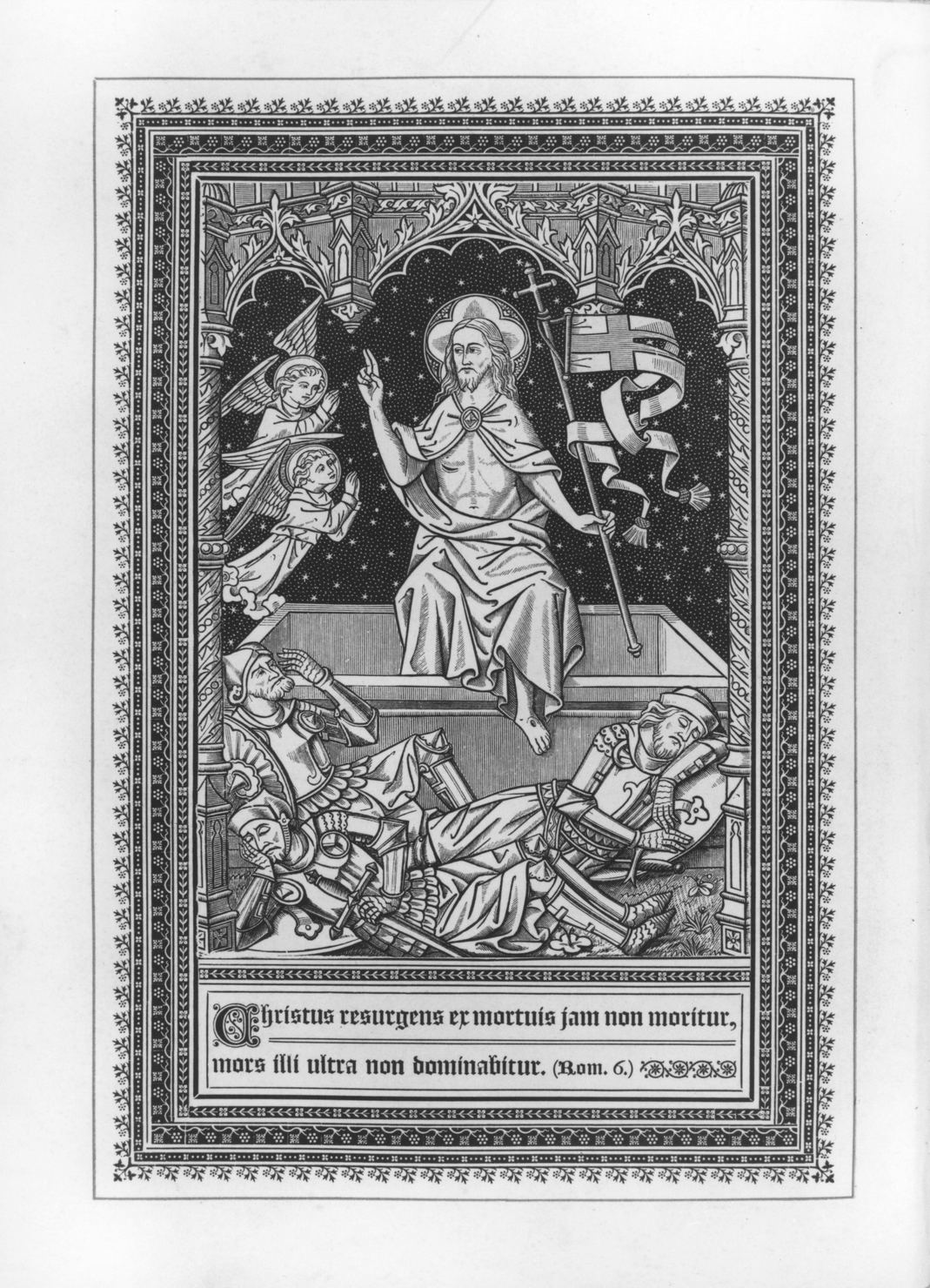 resurrezione di Cristo (stampa, elemento d'insieme) - ambito fiammingo (fine/inizio secc. XIX/ XX)