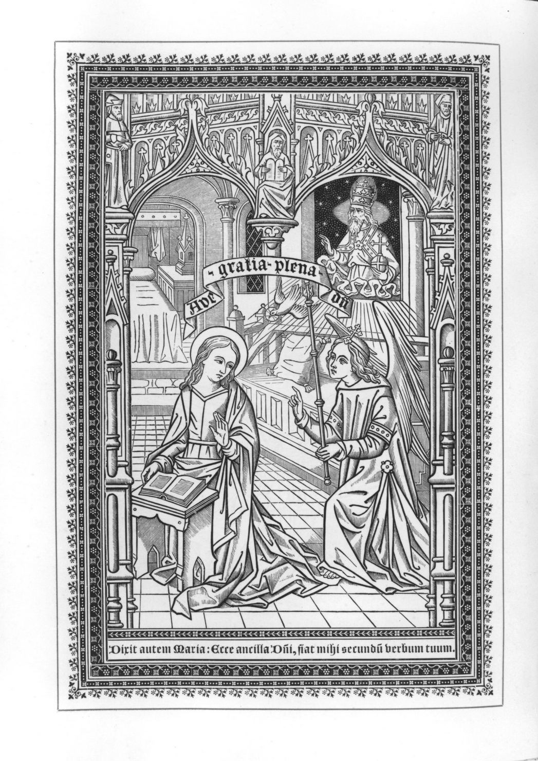 Annunciazione (stampa, elemento d'insieme) - ambito fiammingo (fine/inizio secc. XIX/ XX)