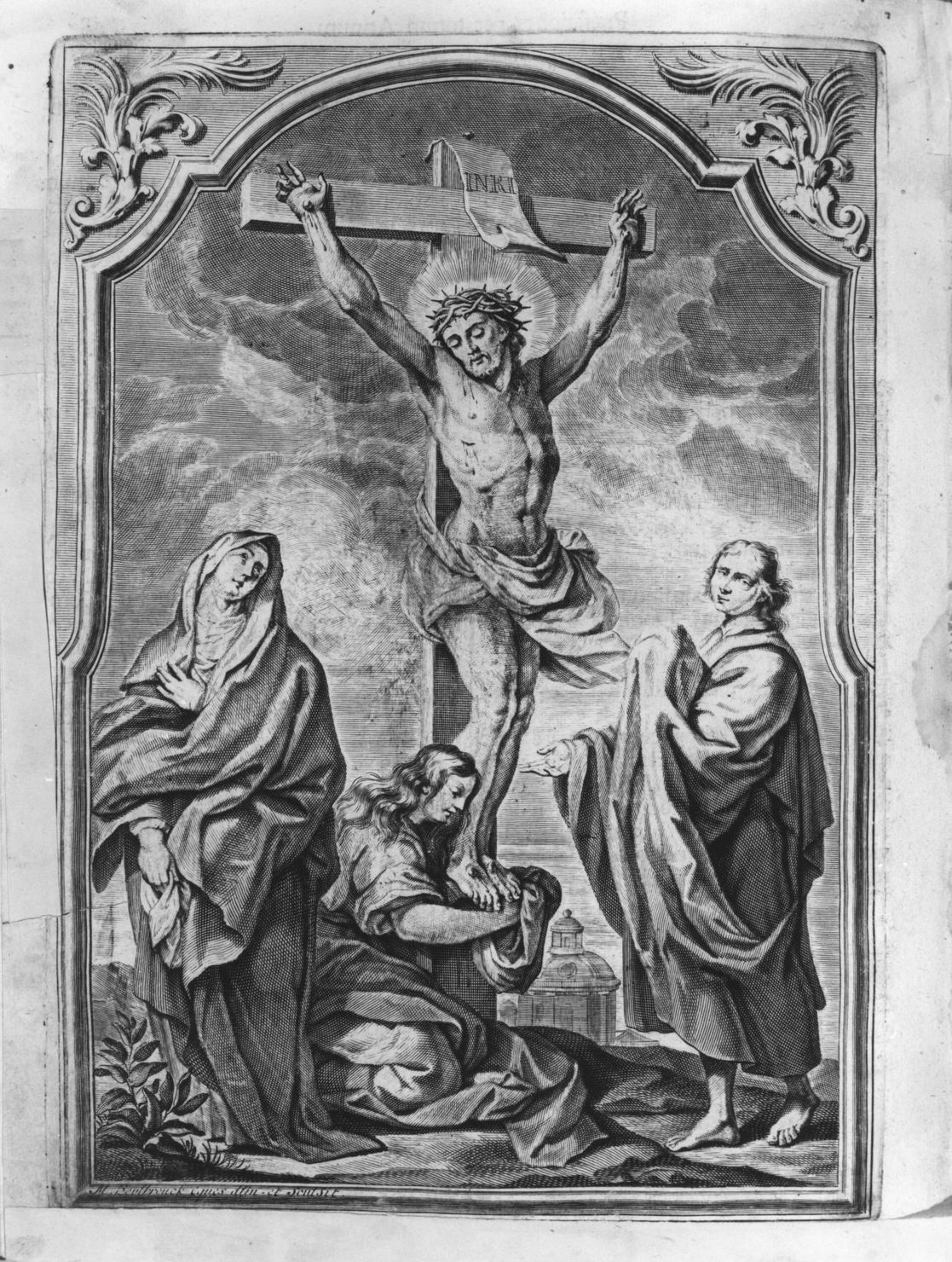 crocifissione di Cristo (stampa, elemento d'insieme) di Beylbruck J.M (seconda metà sec. XVII)