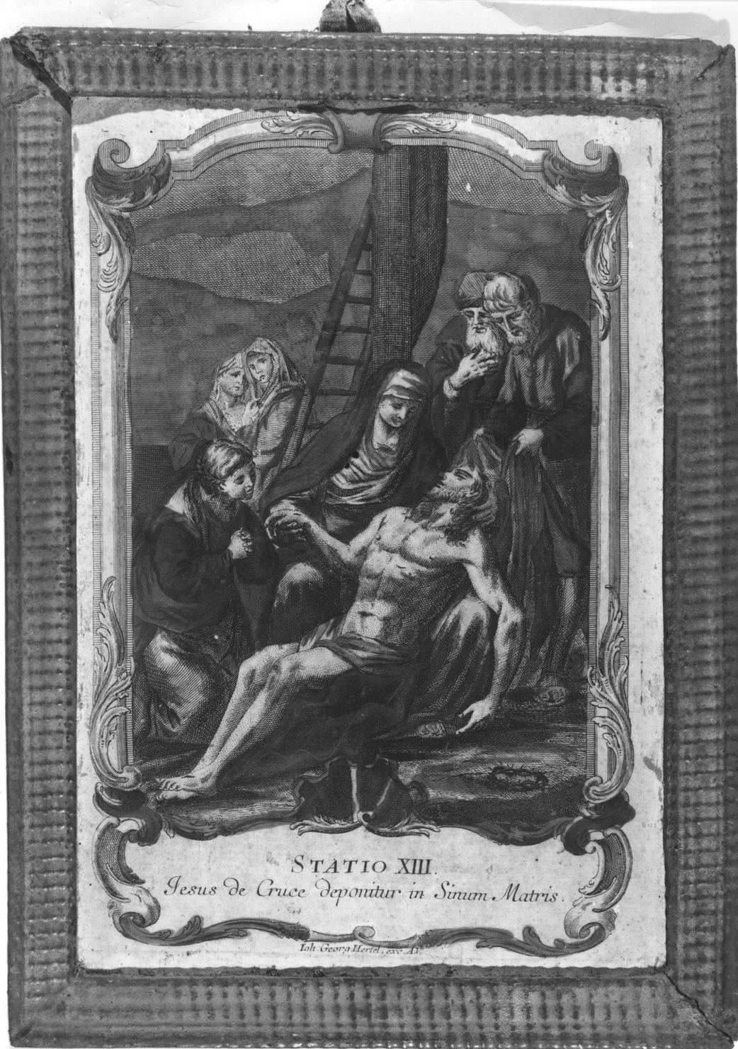 deposizione di Cristo dalla croce (stampa, elemento d'insieme) di Hertel Johann George (seconda metà sec. XVIII)