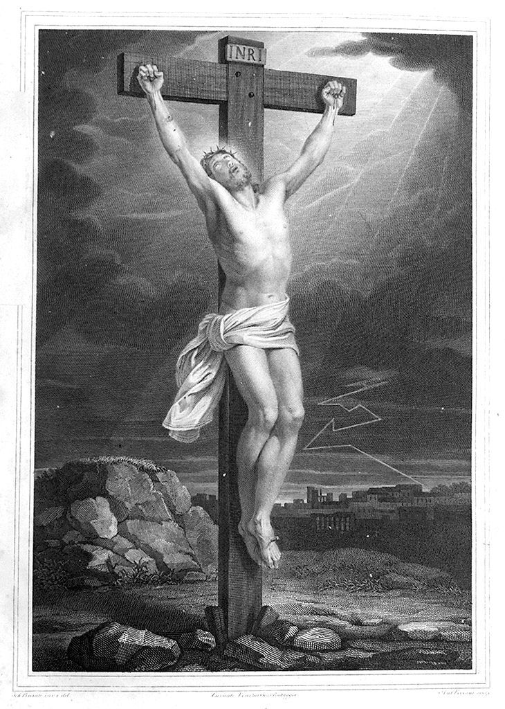 Cristo crocifisso (stampa, elemento d'insieme) di Viviani Antonio, Busato Giovanni (sec. XIX)