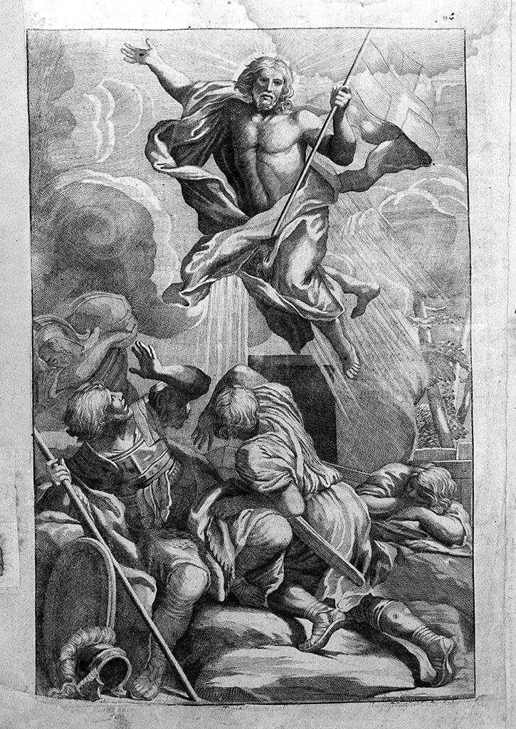 resurrezione di Cristo (stampa) di Costa Agostino, Ferri Ciro (sec. XVIII)