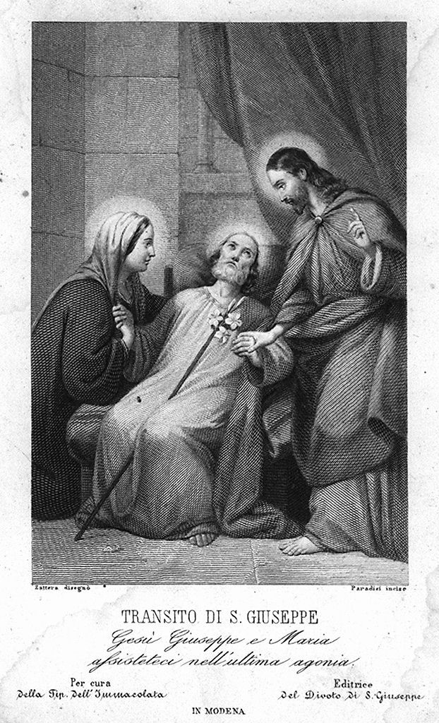 morte di San Giuseppe (stampa) di Paradisi Luigi (sec. XIX)