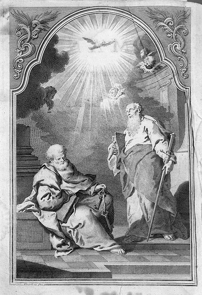San Pietro e San Paolo (stampa, elemento d'insieme) di Orsolini Carlo (sec. XVIII)