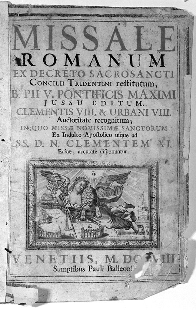angelo in volo su piazza San Pietro (stampa, elemento d'insieme) di Piccini Isabella (sec. XVIII)