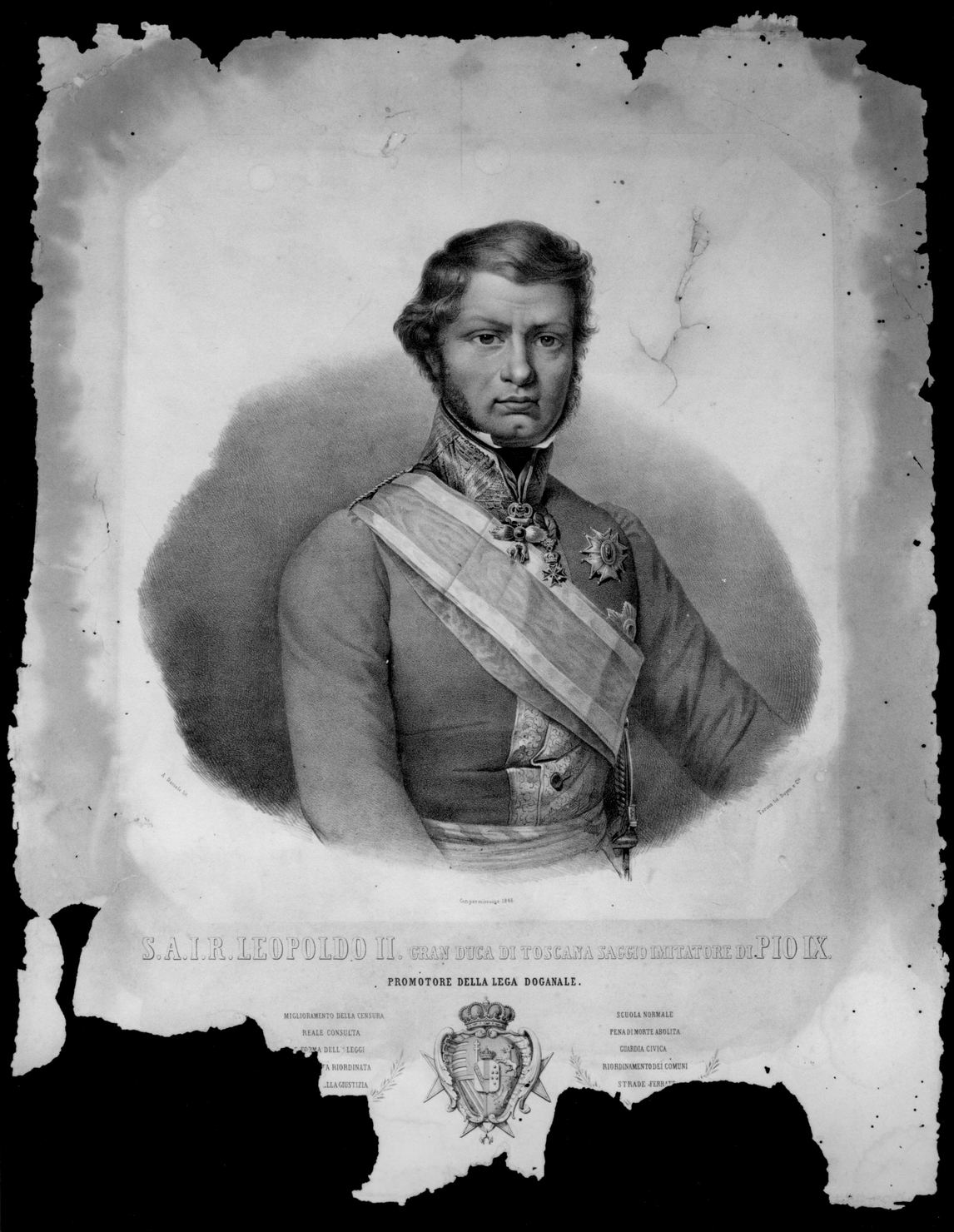 S.A.I.R. Leopoldo II, ritratto di Leopoldo II (stampa) di Daniele Angelo (sec. XIX)