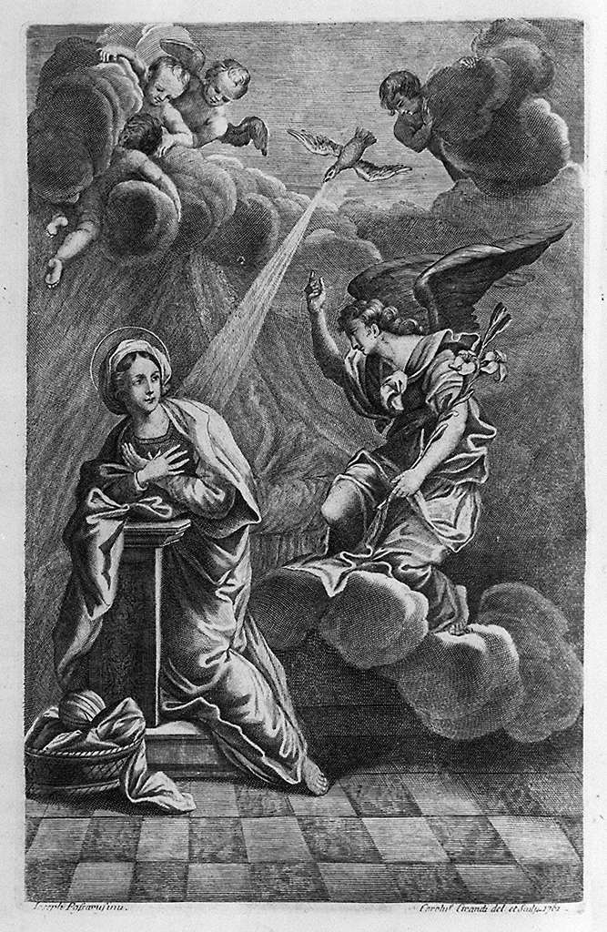 Annunciazione (stampa, elemento d'insieme) di Passeri Giuseppe (sec. XVIII)