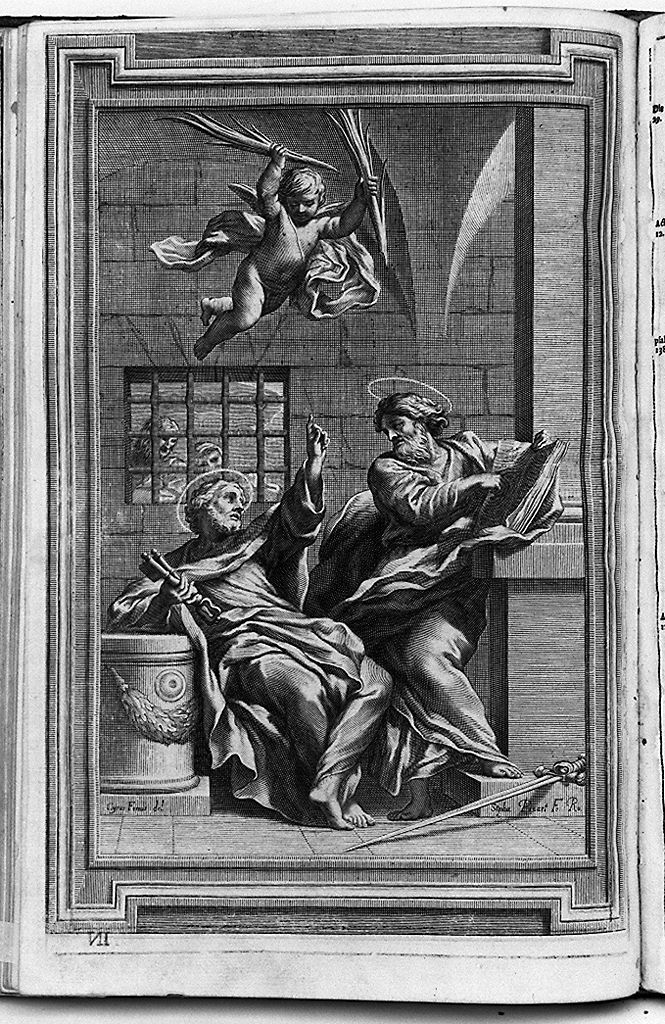 San Pietro e San Paolo in carcere ricevono la palma del martirio (stampa, elemento d'insieme) di Picart Etienne, Ferri Ciro (sec. XVII)