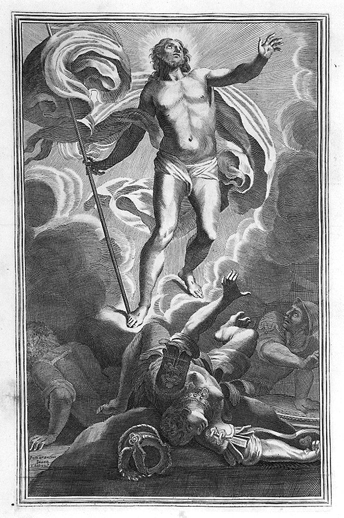resurrezione di Cristo (stampa, elemento d'insieme) di Thiboust Benoit, Roncalli Cristoforo detto Pomarancio (sec. XVIII)