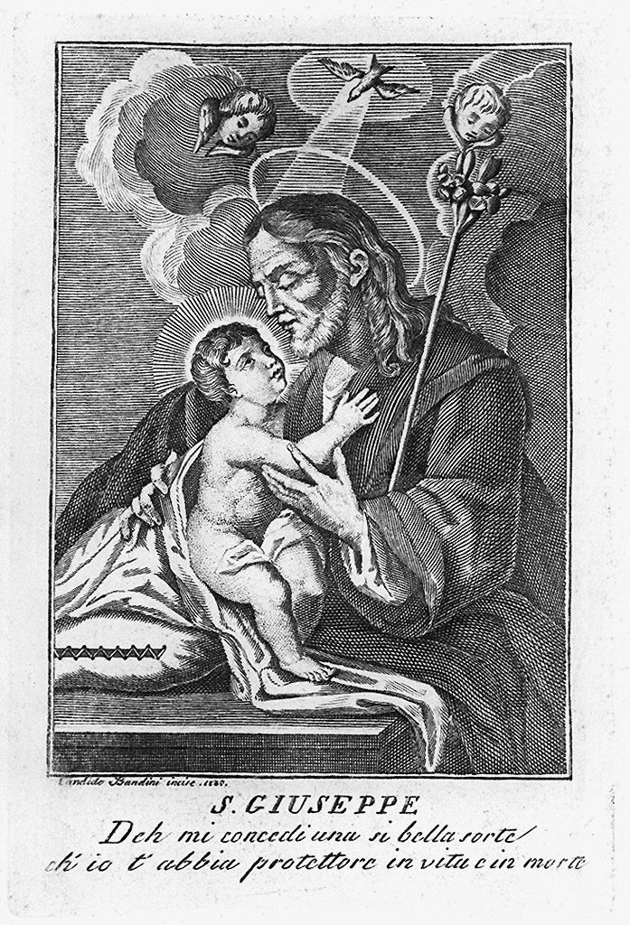 San Giuseppe e Gesù Bambino (stampa, serie) di Bandini Candido (sec. XIX)