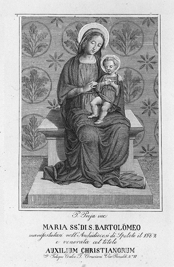 Madonna con Bambino (stampa) di Proia Pasquale (sec. XIX)
