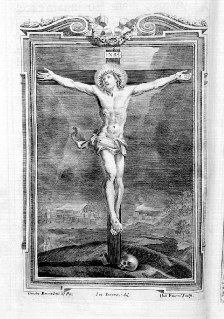 Cristo crocifisso (stampa, elemento d'insieme) di Hubert Vincent Honor?, Severoni Giuseppe, Reni Guido (sec. XVIII)