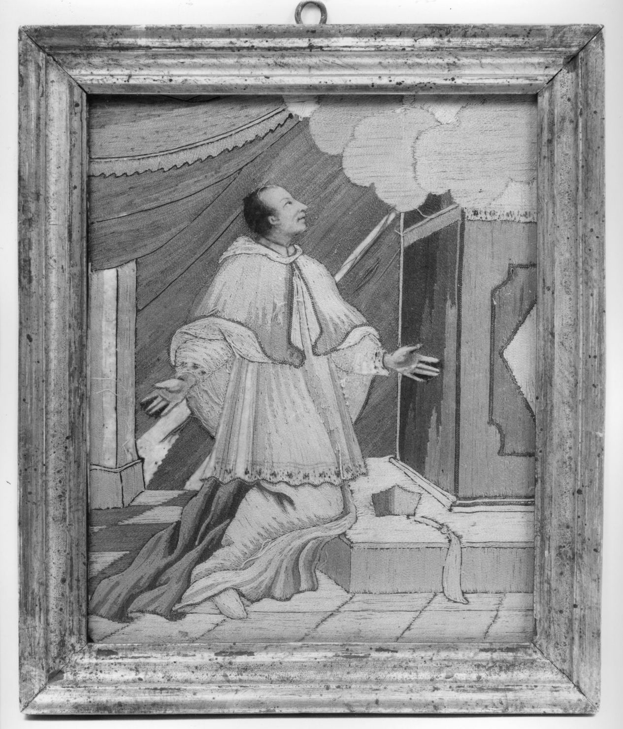 estasi di San Carlo Borromeo (decorazione a ricamo) - manifattura senese (secc. XIX/ XX)