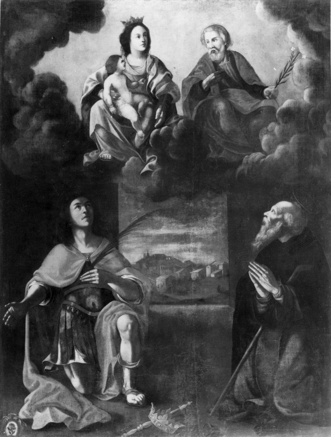 Sacra Famiglia, San Sigismondo martire e Sant'Antonio Abate (dipinto, opera isolata) - ambito senese (prima metà sec. XVII)