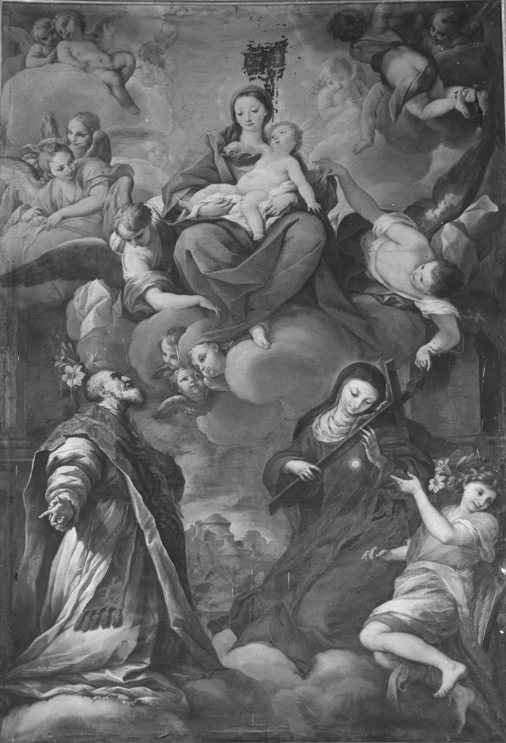 Madonna con Bambino in gloria (dipinto) di Nasini Giuseppe Nicola (inizio sec. XVIII)