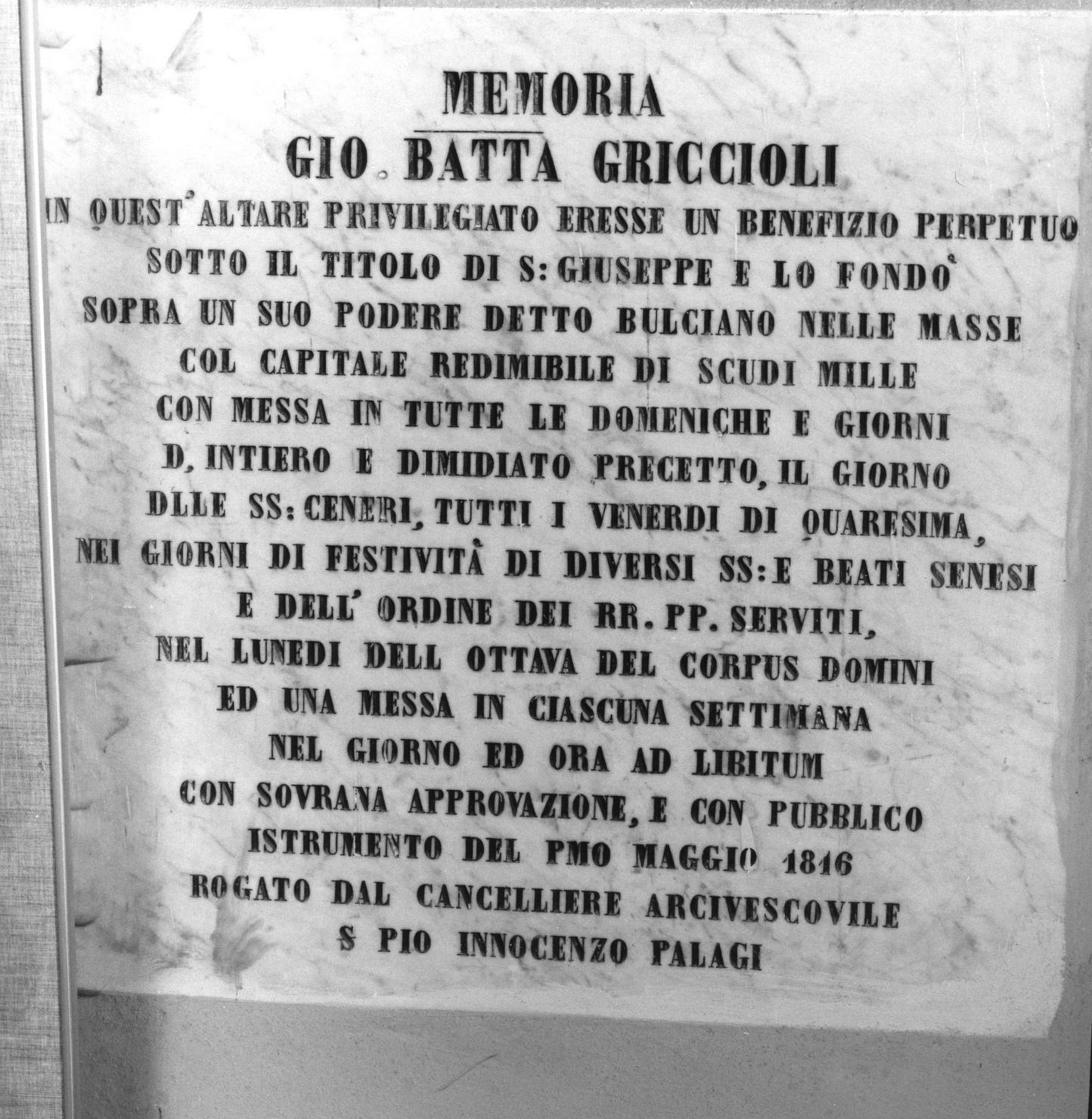 lapide commemorativa - bottega senese (sec. XIX)