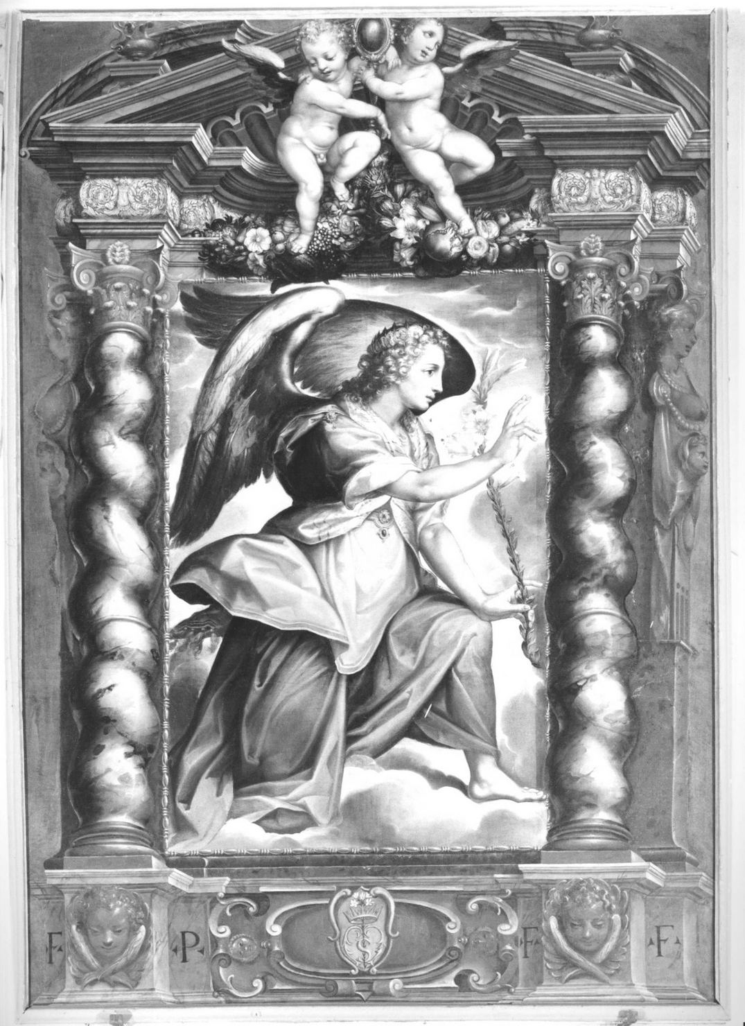angelo annunciante (dipinto, elemento d'insieme) di Vanni Francesco (sec. XVI)