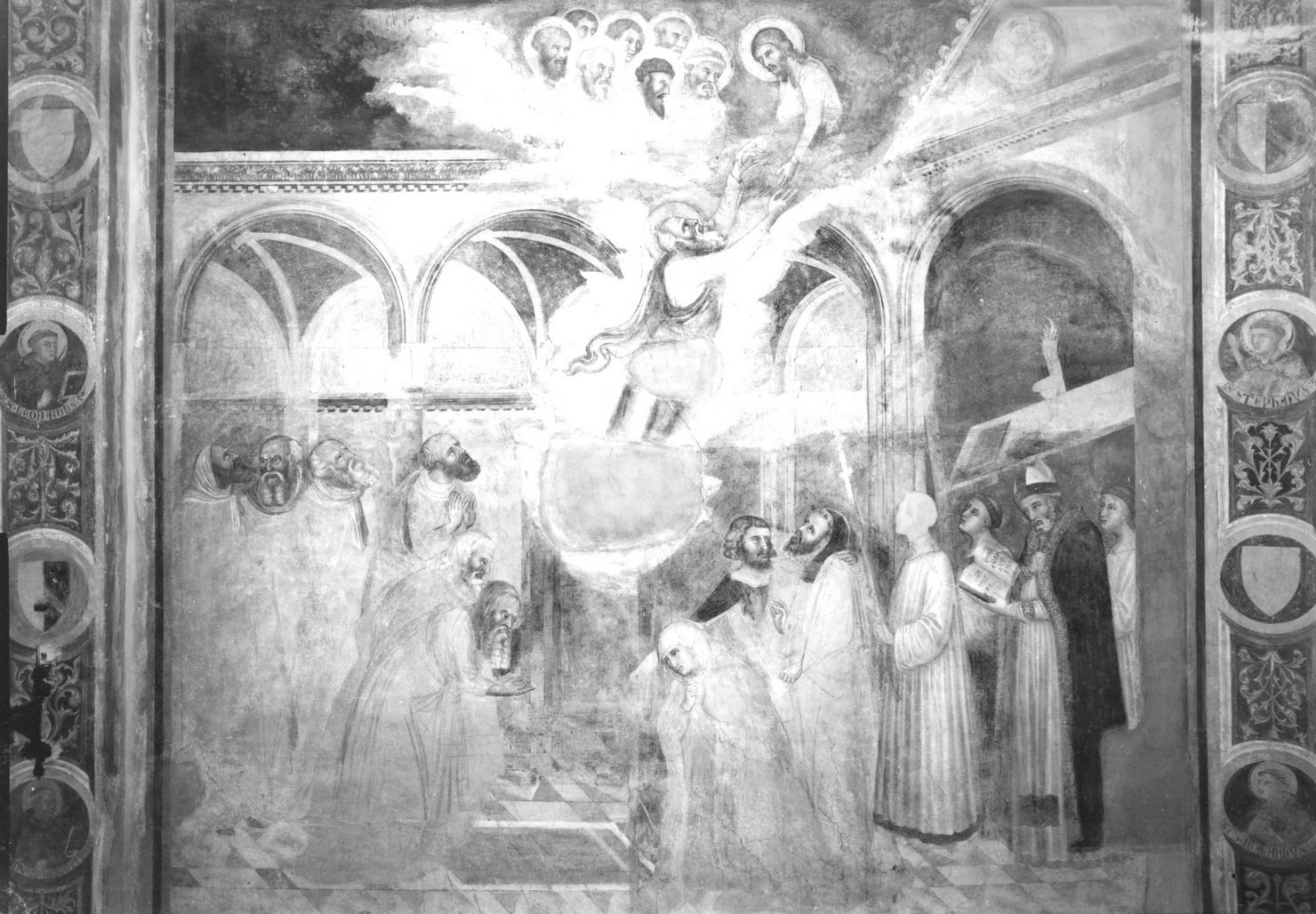 assunzione di San Giovanni Evangelista (dipinto) di Lorenzetti Pietro (cerchia) (sec. XIV)
