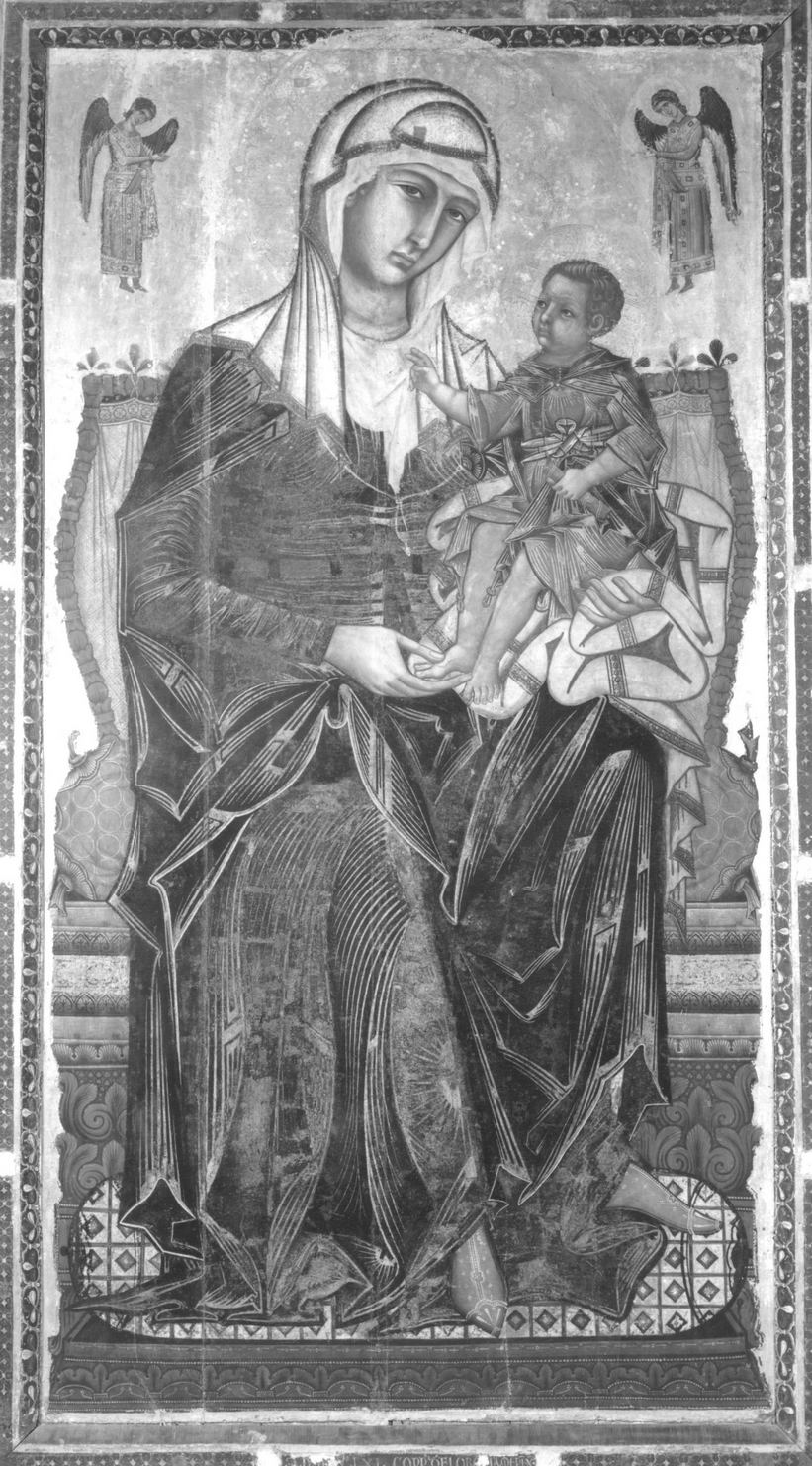 Madonna del Bordone, Madonna con Bambino in trono (dipinto) di Coppo di Marcovaldo (inizio sec. XIV)