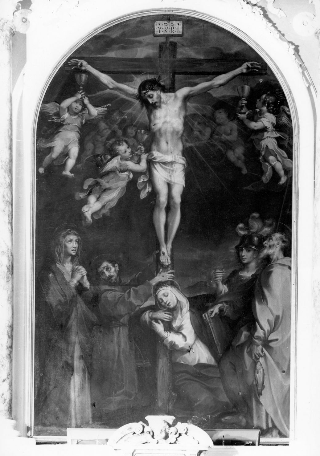 crocifissione di Cristo con la Madonna e santi (dipinto) di Vanni Francesco (fine/inizio secc. XVI/ XVII)