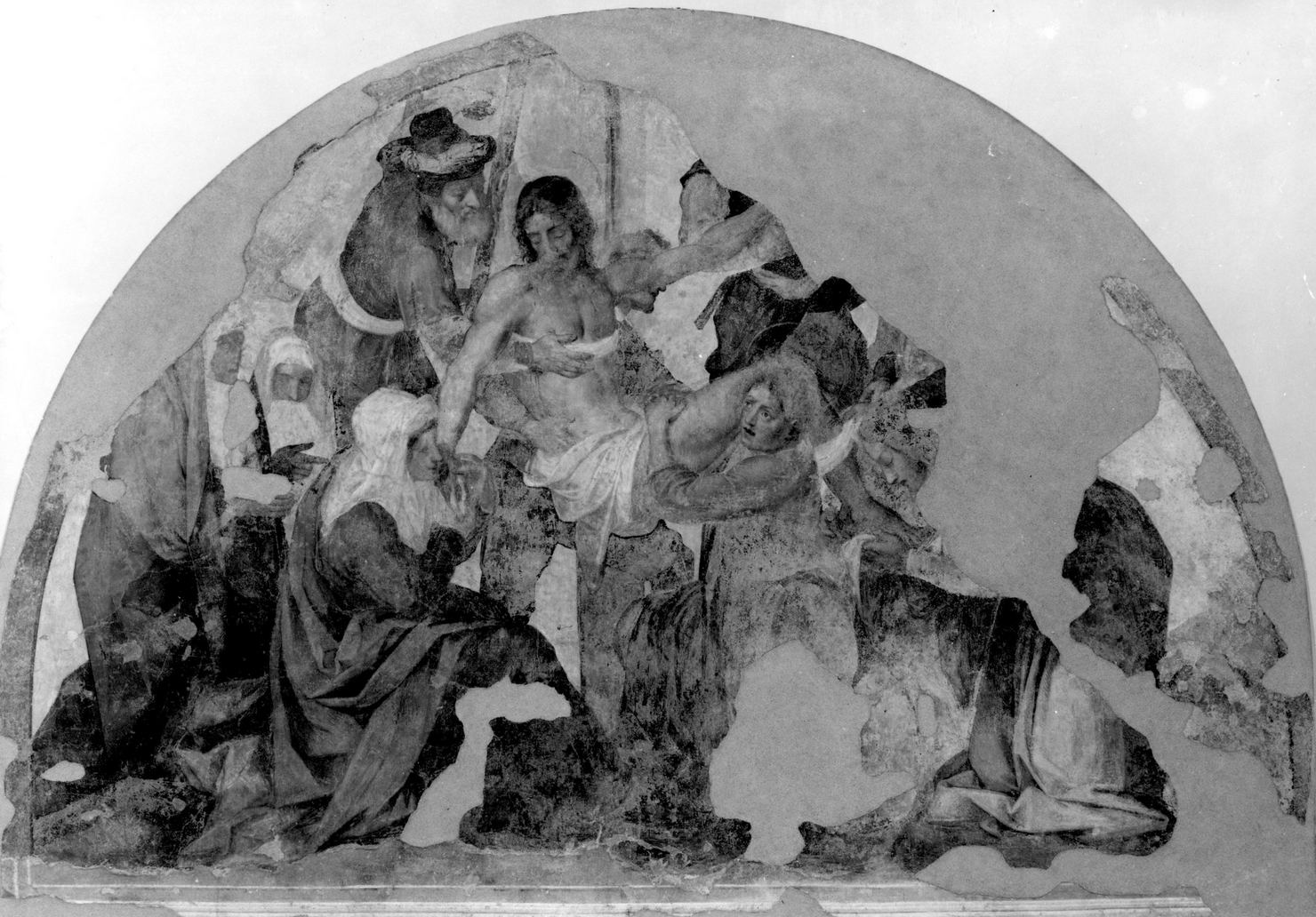 Cristo deposto dalla croce (dipinto) di Barbatelli Bernardino detto Poccetti (fine/inizio secc. XVI/ XVII)