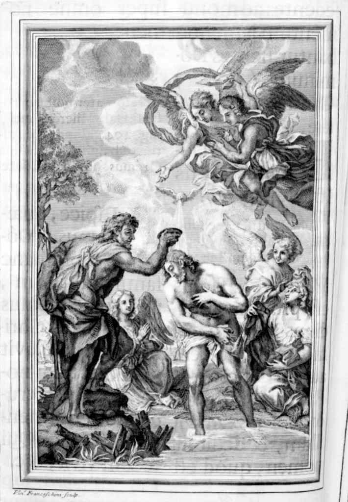 battesimo di Cristo (stampa, elemento d'insieme) di Franceschini Vincenzo (sec. XVIII)