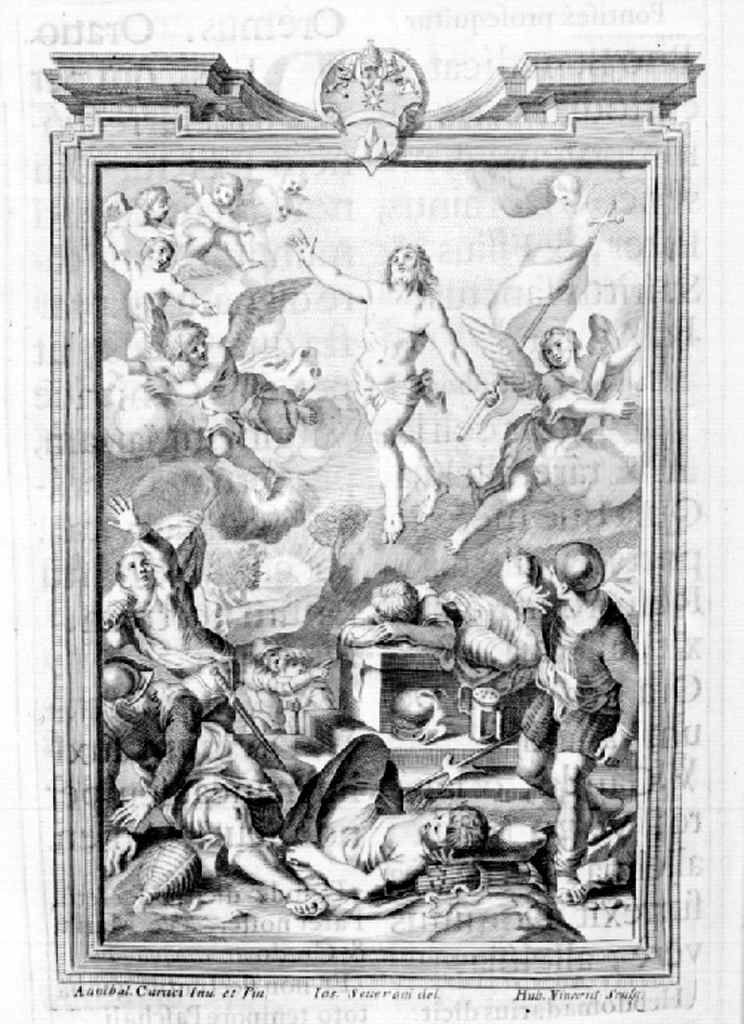 resurrezione di Cristo (stampa, elemento d'insieme) di Hubert Vincent Honor?, Severoni Giuseppe, Carracci Annibale (sec. XVIII)