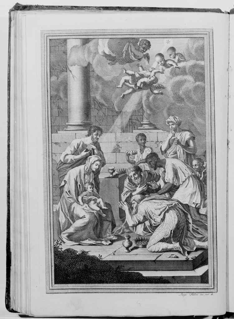 adorazione dei Re Magi (stampa, elemento d'insieme) di Fabri Luigi (sec. XVIII)