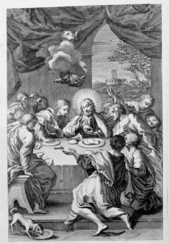 ultima cena (stampa, elemento d'insieme) - ambito romano (sec. XVIII)