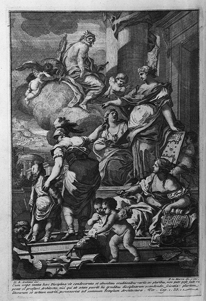 allegoria dell'Architettura (stampa, elemento d'insieme) di Lamarra Francesco, Galiani Bernardo (sec. XVIII)