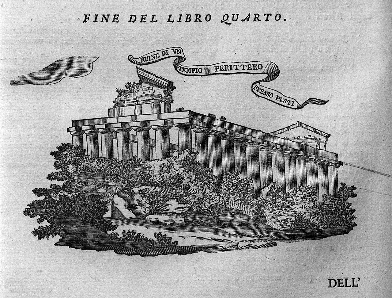 rovine di un tempio (stampa, elemento d'insieme) - ambito italiano (sec. XVIII)