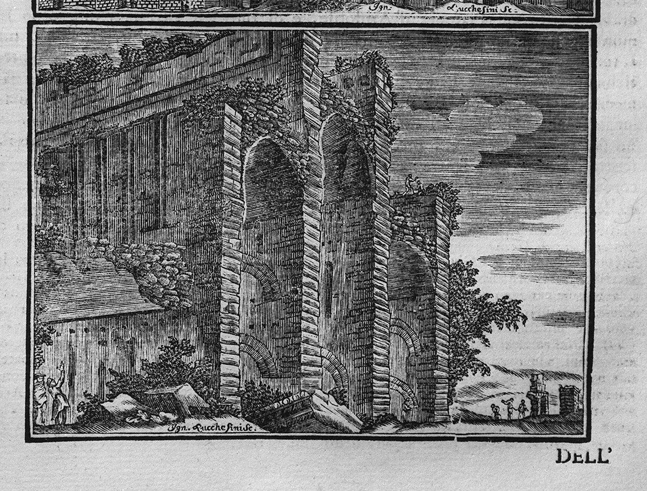 rovine di edificio (stampa, elemento d'insieme) di Lucchesini Ignazio (sec. XVIII)