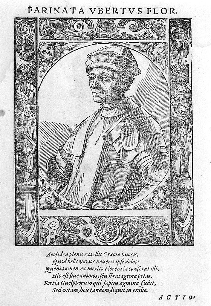 busto di Farinata degli Uberti (stampa, stampa composita) di Stimmer Tobias (sec. XVI, sec. XVI)