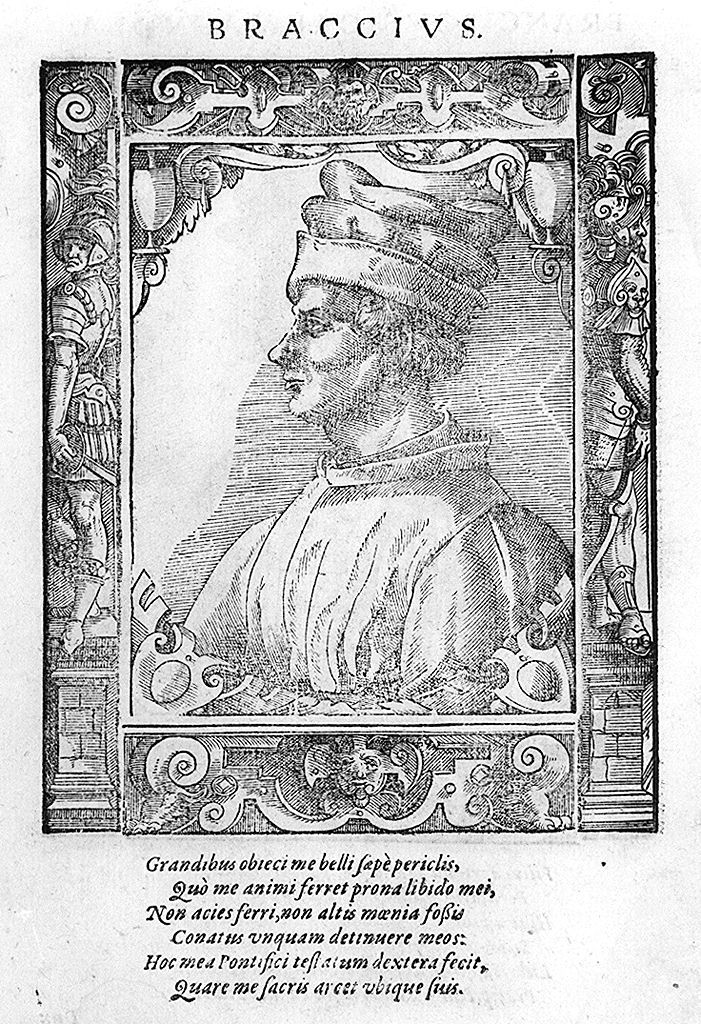 busto di profilo di Braccio da Montone (stampa, stampa composita) di Stimmer Tobias (sec. XVI, sec. XVI)